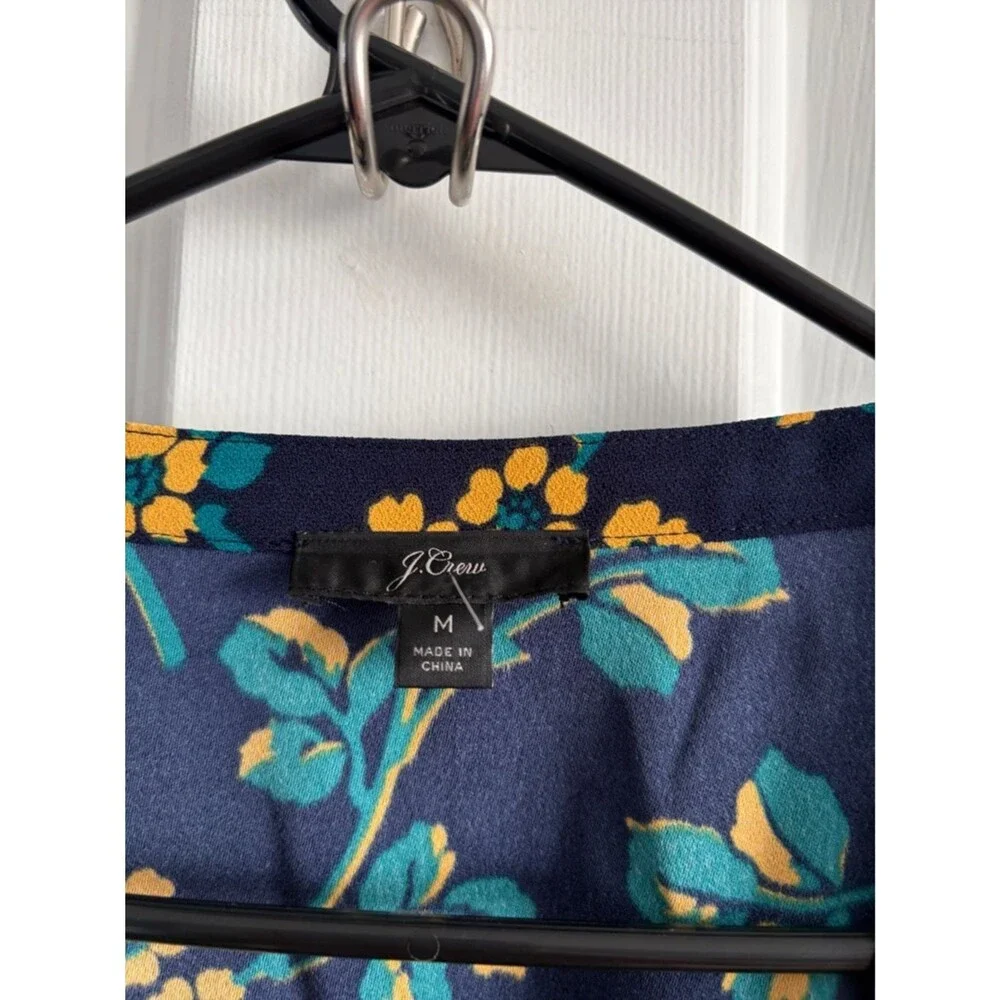 J. Crew Women’s Floral Print Faux Wrap Blouse Top Size M